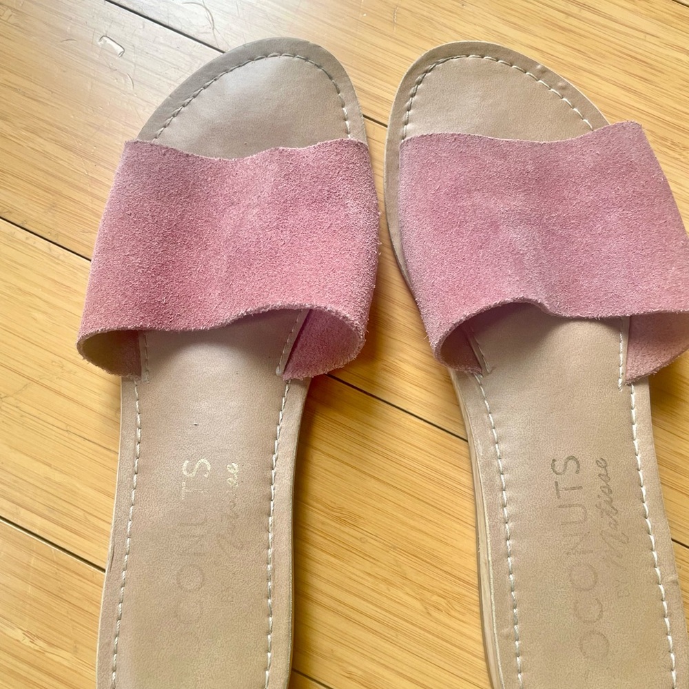 Coconuts by Matisse Blush Suede Slide Sandals